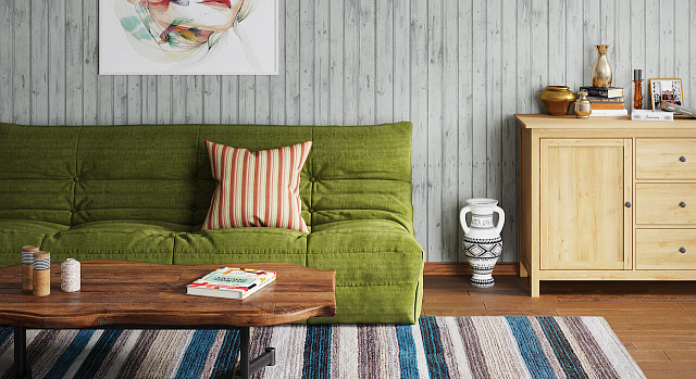 Зеленый диван в интерьере-15, модный диван ДеФранс в травяном тоне в интерьере 